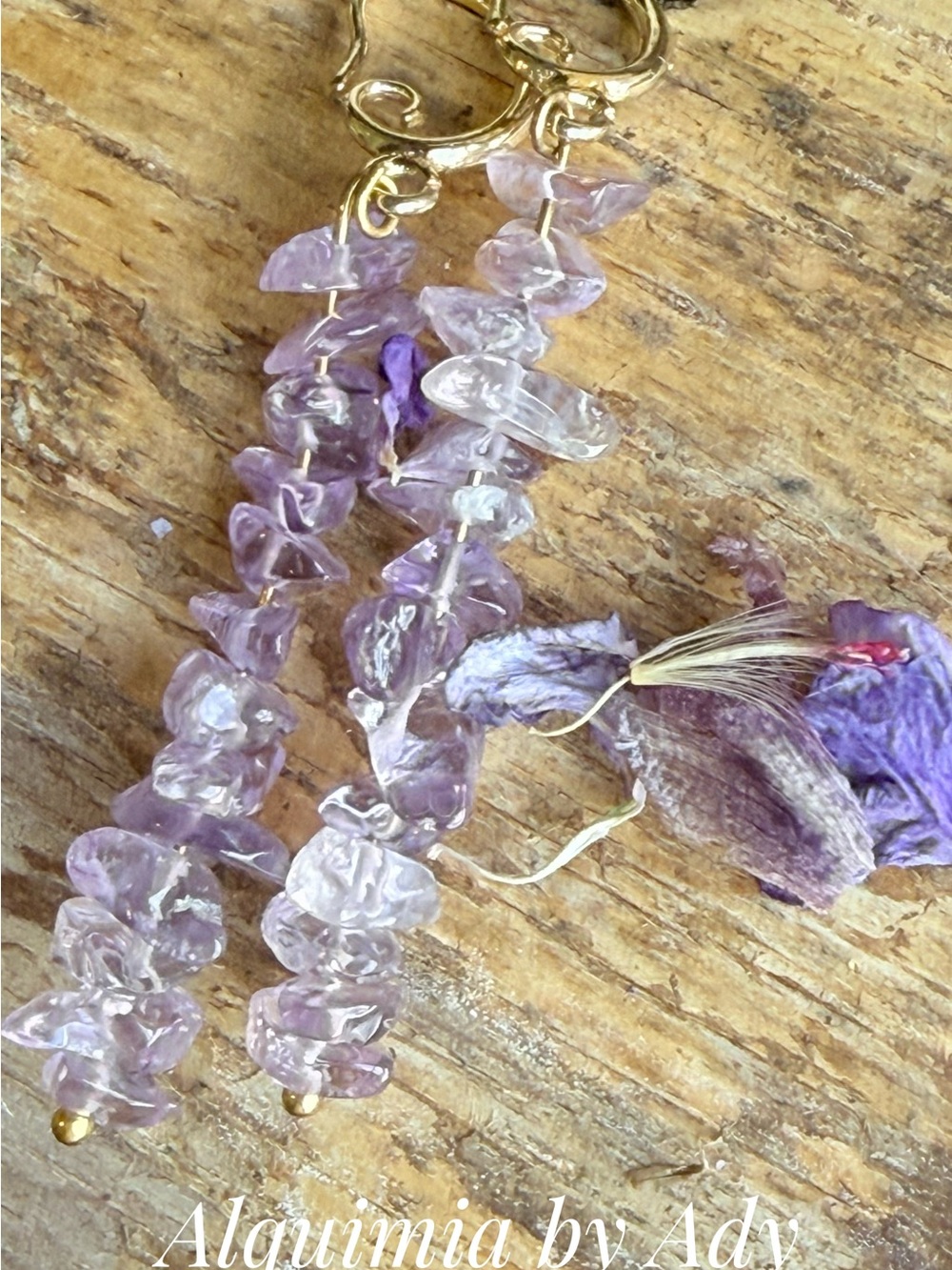 Alquimia Lilac Chip Drop Earrings with Gold Accents